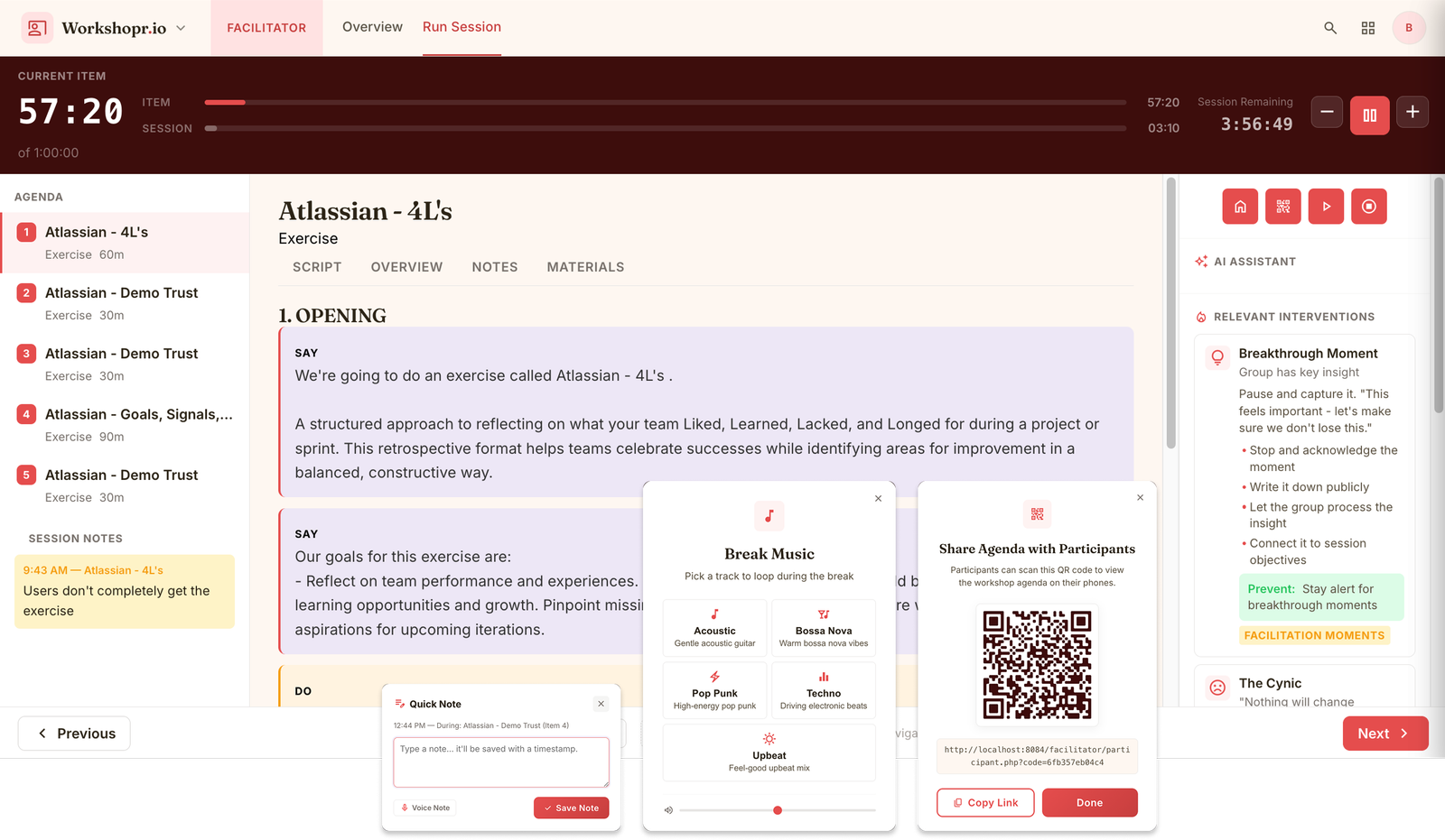 Workshopr Facilitator app screenshot