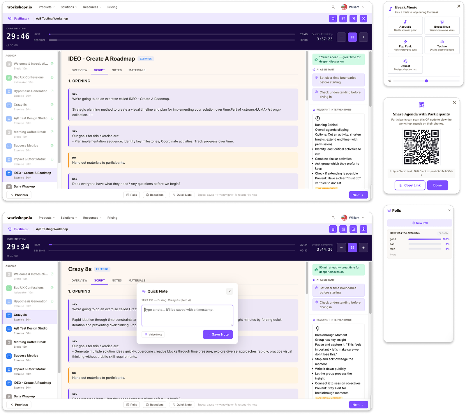 Workshopr Facilitator app screenshot
