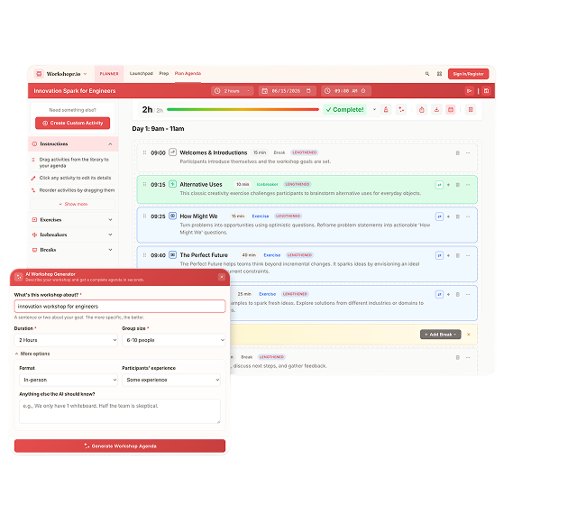 Workshopr planner agenda builder