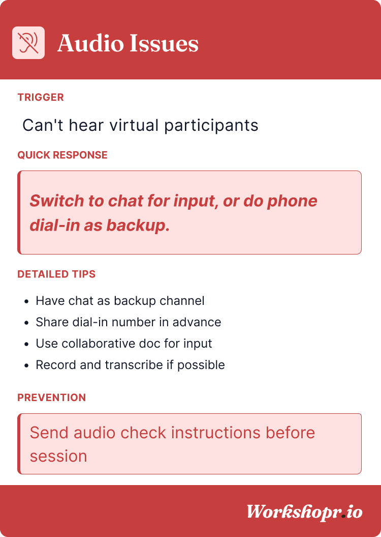 Audio Issues card, back